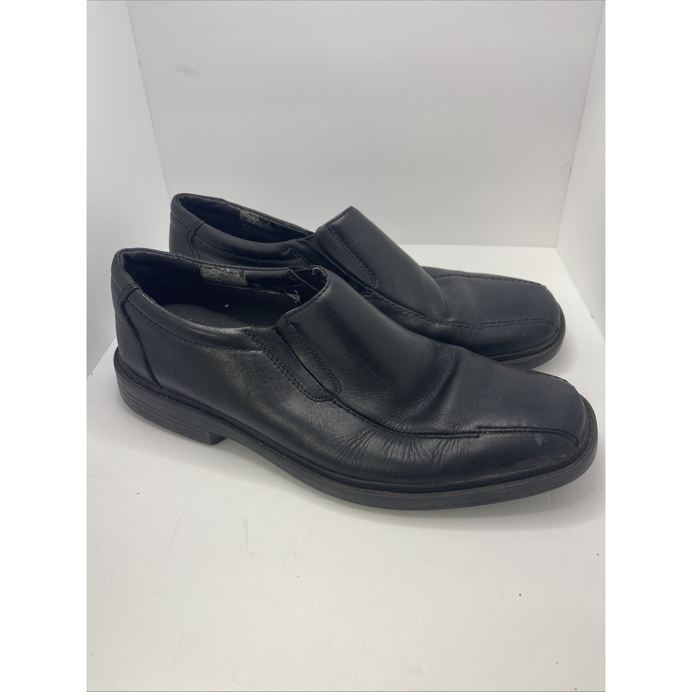 Bostonian Mens 9M Dress Black Leather Square Toe Slip Ons Shoes
